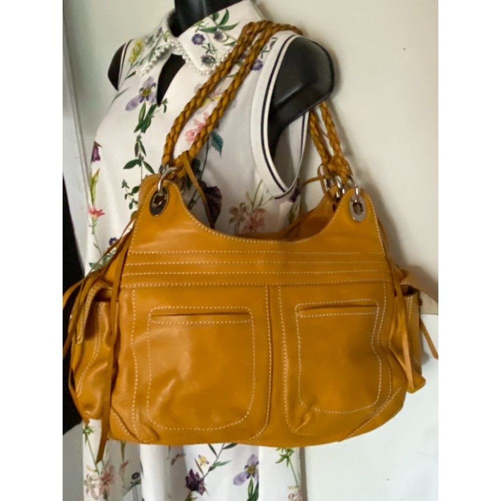 Sondra Roberts Orange Leather Shoulder/ Handbag - Picture 9 of 16
